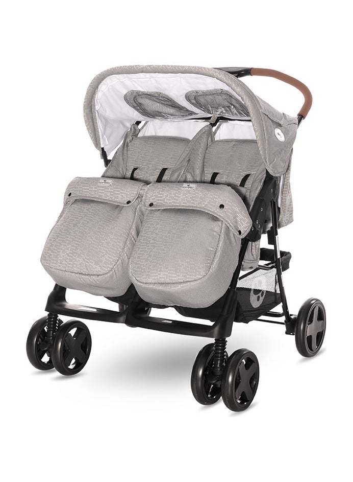 Baby Stroller Twin Steel Grey + Bag