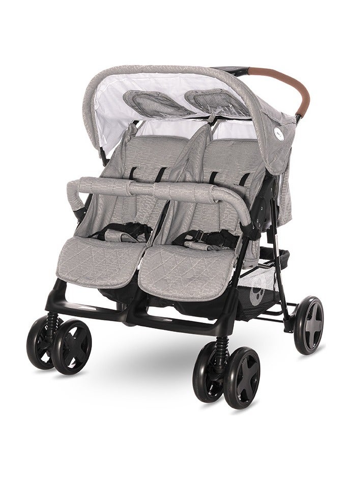 Baby Stroller Twin Steel Grey + Bag