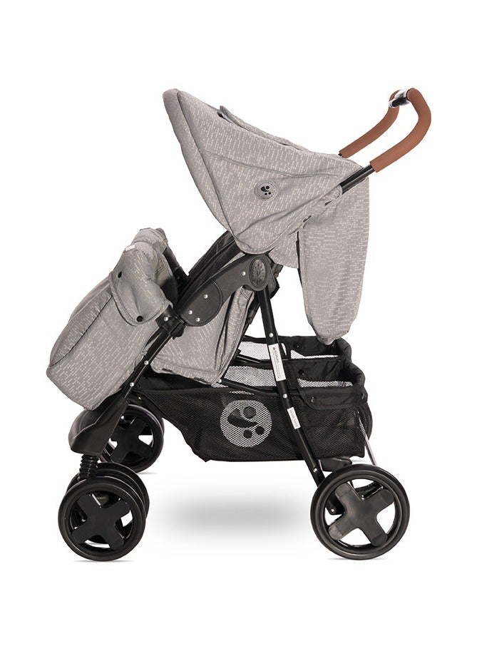 Baby Stroller Twin Steel Grey + Bag