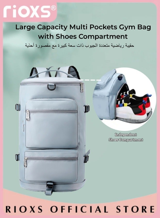 Large Capacity Multi Pockets Gym Bag with Shoes Compartment Sports Bag with Waterproof Pocket Outdoor Sport Travel Duffel Bag for Women and Men