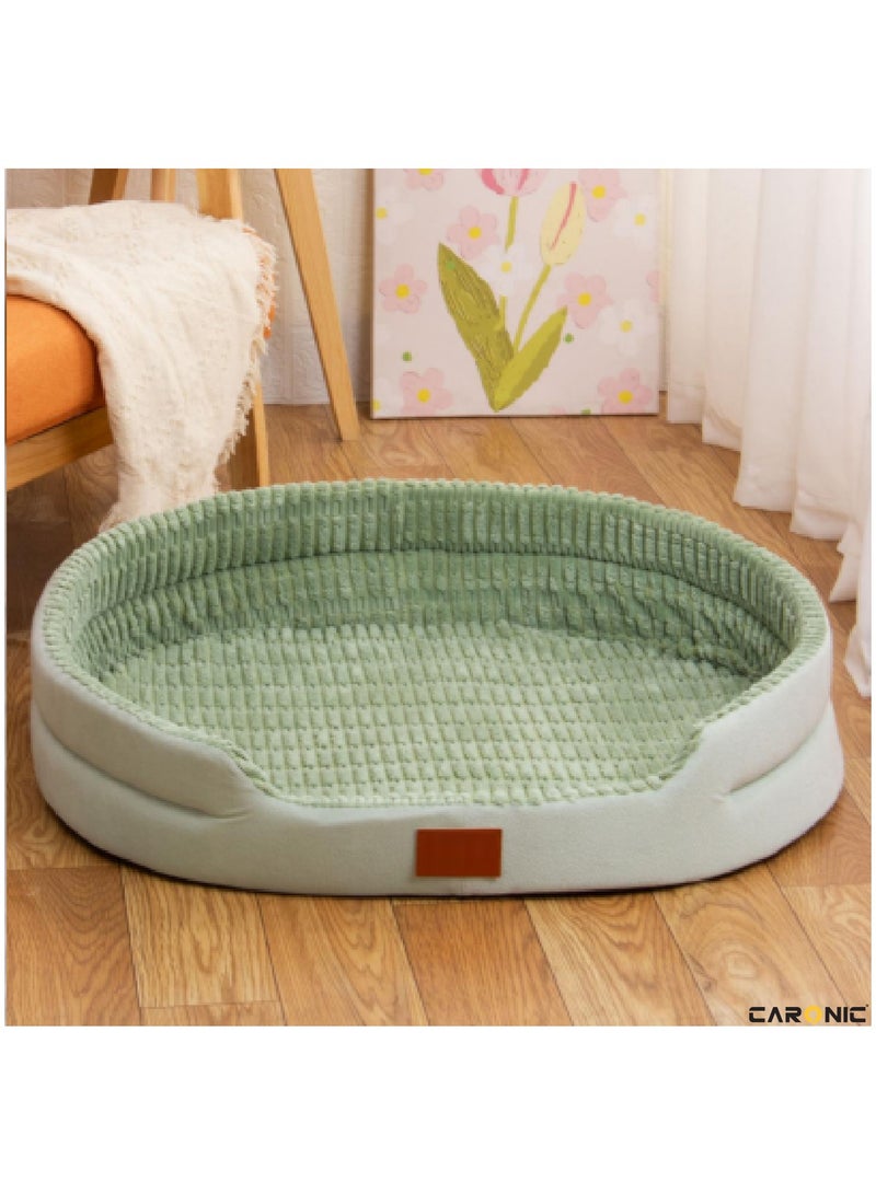 Pet Round Bed of Calming Dog Bed For Small Dog Faux Fur Cat Bed for Cat Comfortable And Soft Green