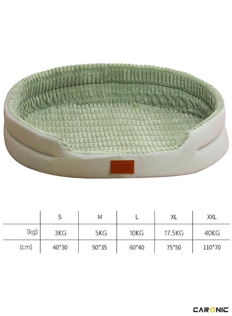 Pet Round Bed of Calming Dog Bed For Small Dog Faux Fur Cat Bed for Cat Comfortable And Soft Green