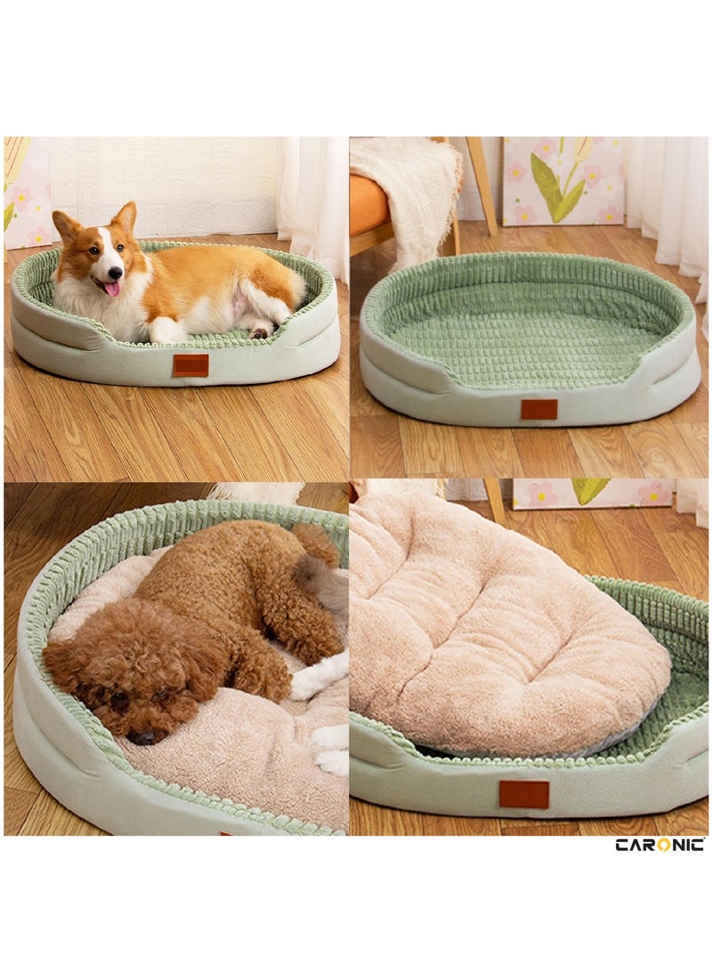 Pet Round Bed of Calming Dog Bed For Small Dog Faux Fur Cat Bed for Cat Comfortable And Soft Green