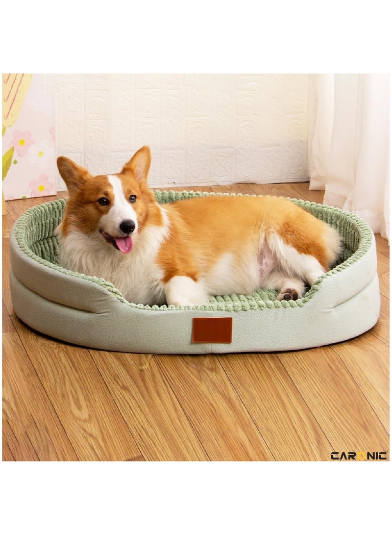 Pet Round Bed of Calming Dog Bed For Small Dog Faux Fur Cat Bed for Cat Comfortable And Soft Green