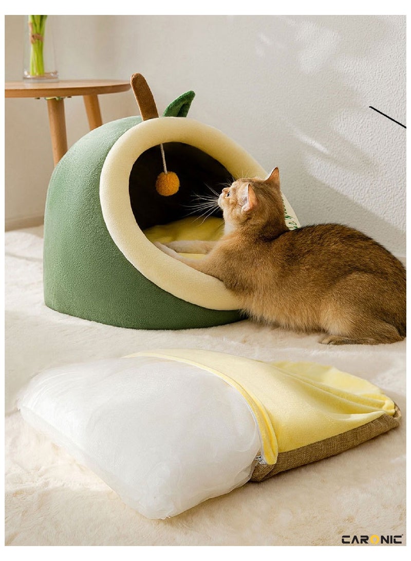 Home Pet Bed For Cats And Small Dogs Bed Removable Washable For Indoor And Outdoor Pets Sleeping Cozy Green