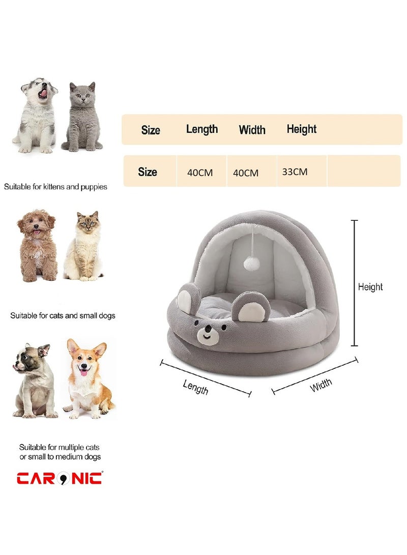 Home Pet Bed For Cats And Small Dogs Bed Removable Washable For Indoor And Outdoor Pets Sleeping Cozy Grey White