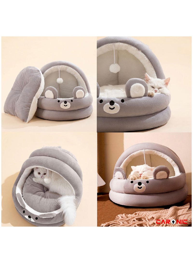 Home Pet Bed For Cats And Small Dogs Bed Removable Washable For Indoor And Outdoor Pets Sleeping Cozy Grey White