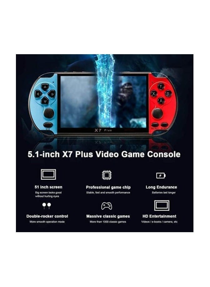 X7 Plus 5.1 Inch Screen Game Console Handheld Game Players Double Rocker 8GB Memory Built in 1000 Games MP5 Game