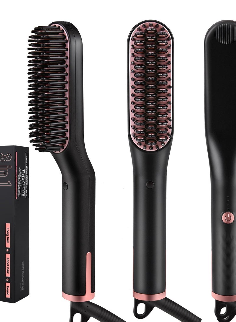 3-in-1 Hair Straightening Brush Black