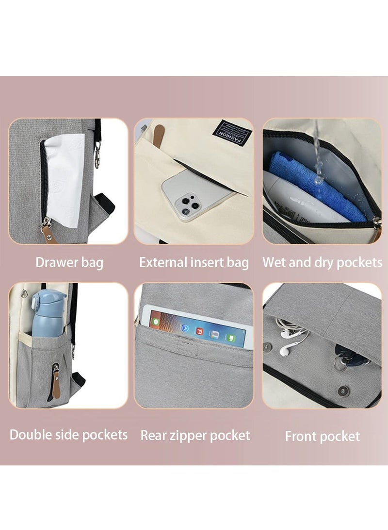 Diaper Bag Backpack, Large Baby Bag for Girls and Boys, Multi-functional Waterproof Travel Backpack Diaper Pouch with Pacifier Case, Stroller Straps, Tissue Bag