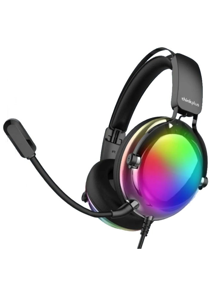 G82 Wired Headset Gaming Headset Computer Notebook with Microphone E-Sports Luminous PUBG Noise Reduction Black