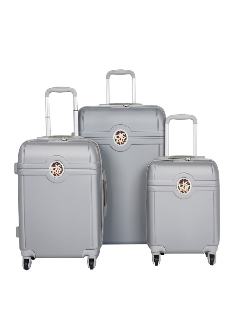 Dkny Charm Hardside Luggage on Wheels for Unisex | Ultra Lightweight ABS on with Spinner Wheels 4 Color Dark Silver