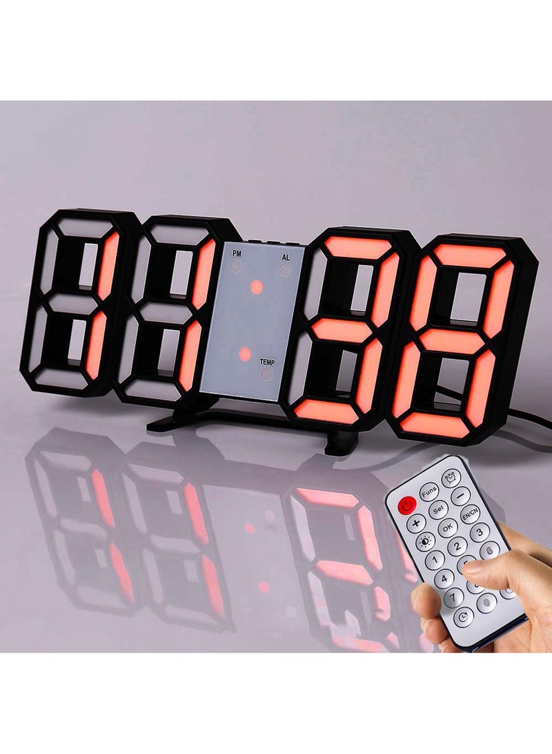 3D Remote Control Digital Led Alarm Clock Intelligent 3D Clock Led Digital Alarm Clock Electronic Clock Living Room Wall Mounted Clock Indoor Temperature Clock