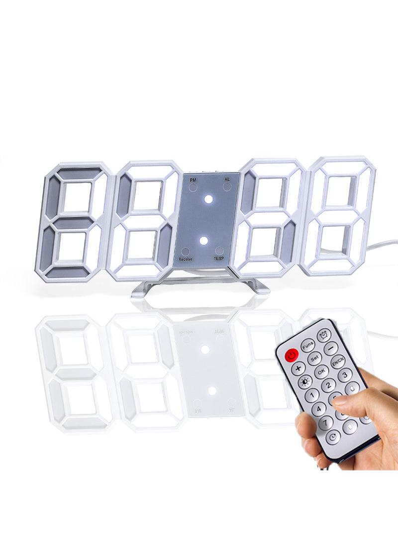 3D Remote Control Digital Led Alarm Clock Intelligent 3D Clock Led Digital Alarm Clock Electronic Clock Living Room Wall Mounted Clock Indoor Temperature Clock