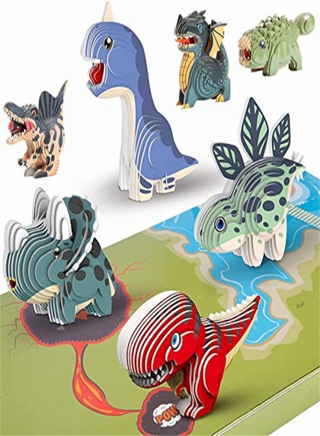 3D Dinosaur Puzzle DIY Kit, Eco-Friendly 3D Paper Jigsaw Puzzles Dinosaur Toys, DIY Papercraft Model Kits, Fun Educational Toys, Easy to Handle, Creative Decrocation, Ideal Gift for Kids Aged 3+ and Dinosaur Lovers