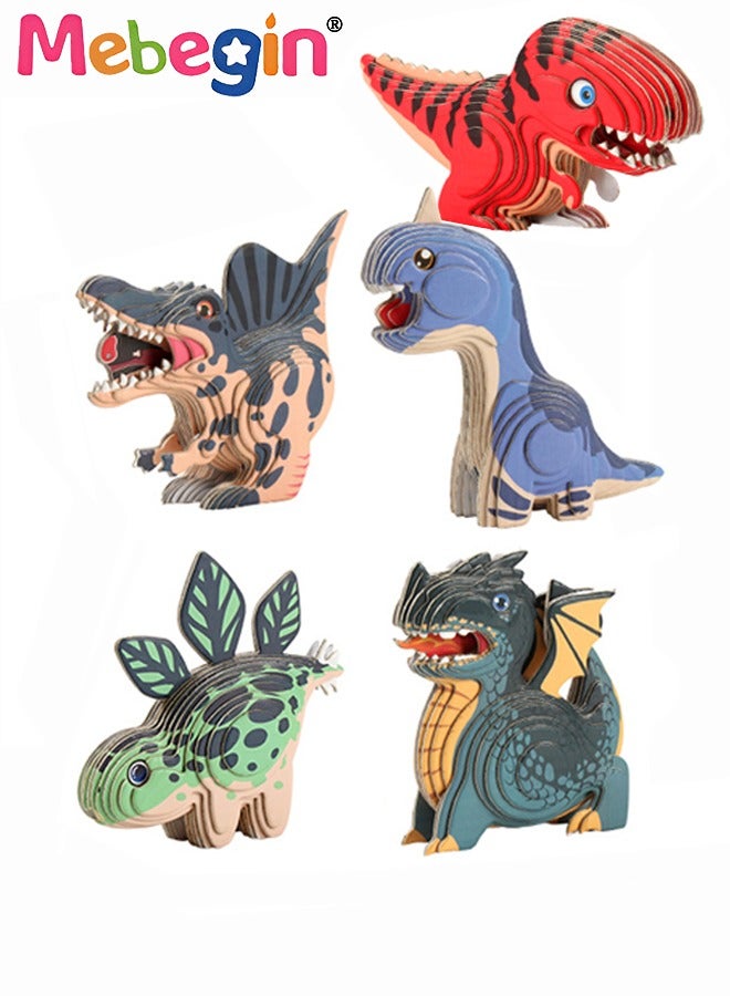 3D Dinosaur Puzzle DIY Kit, Eco-Friendly 3D Paper Jigsaw Puzzles Dinosaur Toys, DIY Papercraft Model Kits, Fun Educational Toys, Easy to Handle, Creative Decrocation, Ideal Gift for Kids Aged 3+ and Dinosaur Lovers
