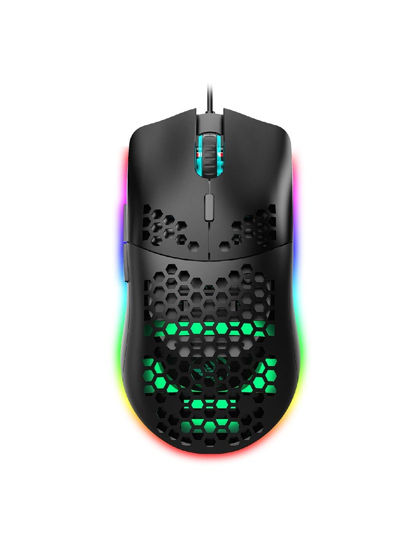 J900 Rgb Wired Gaming Mouse Suitable For Windows Pc Game Consoles Black