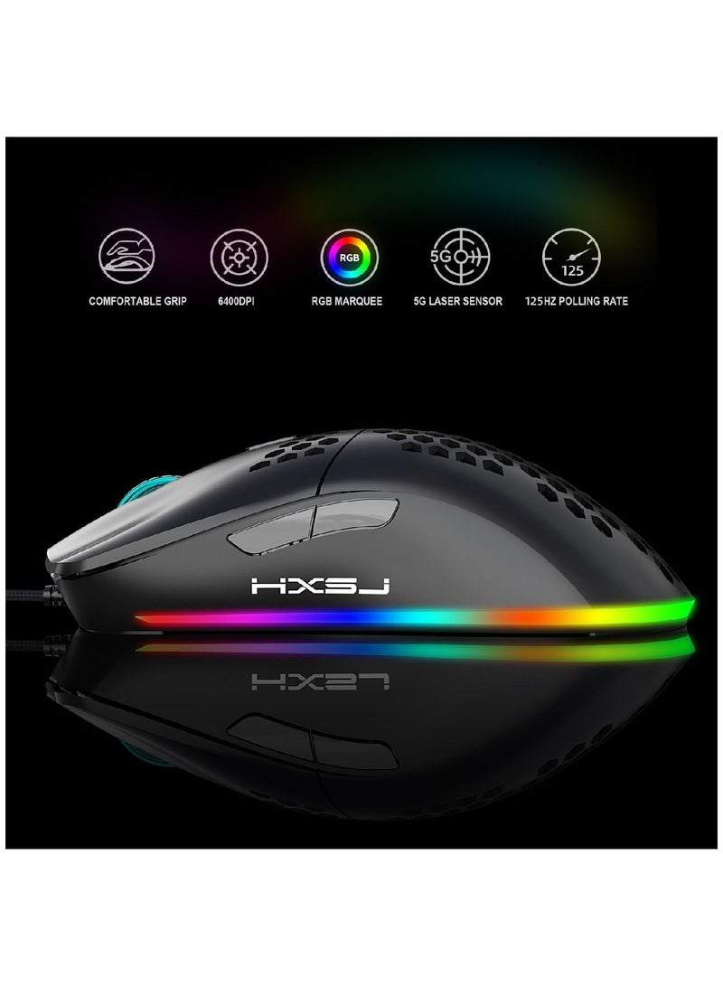 J900 Rgb Wired Gaming Mouse Suitable For Windows Pc Game Consoles Black