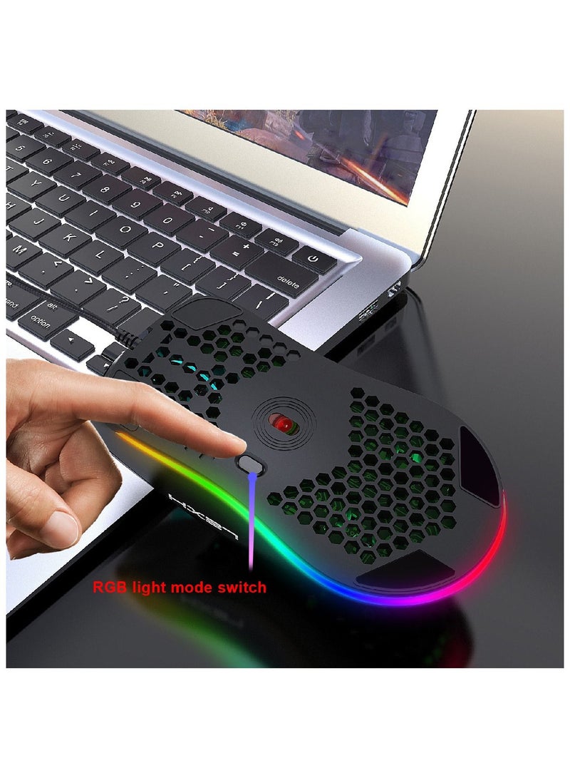 J900 Rgb Wired Gaming Mouse Suitable For Windows Pc Game Consoles Black