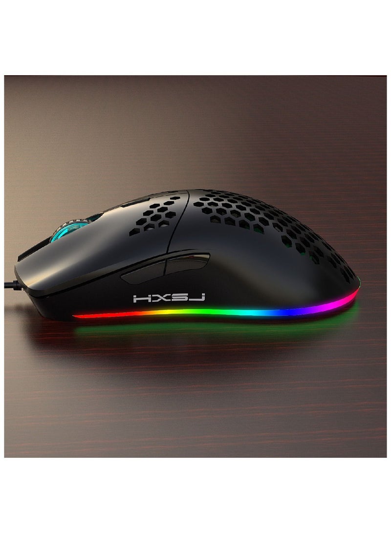 J900 Rgb Wired Gaming Mouse Suitable For Windows Pc Game Consoles Black