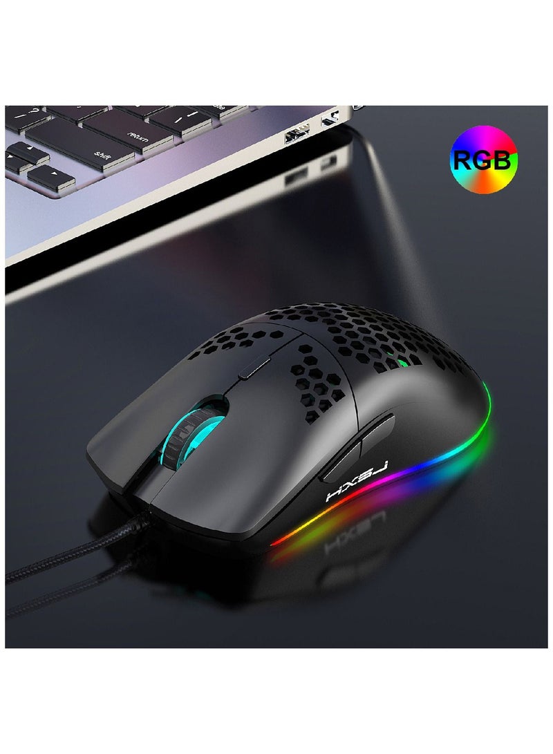 J900 Rgb Wired Gaming Mouse Suitable For Windows Pc Game Consoles Black
