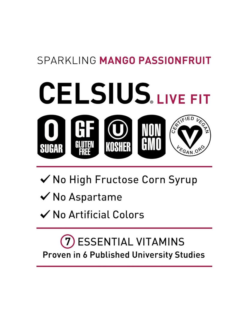 Celsius Fitness Drink 12oz 12/Case Mango Passion Fruit