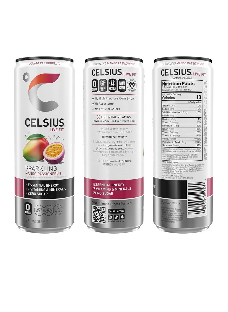 Celsius Fitness Drink 12oz 12/Case Mango Passion Fruit