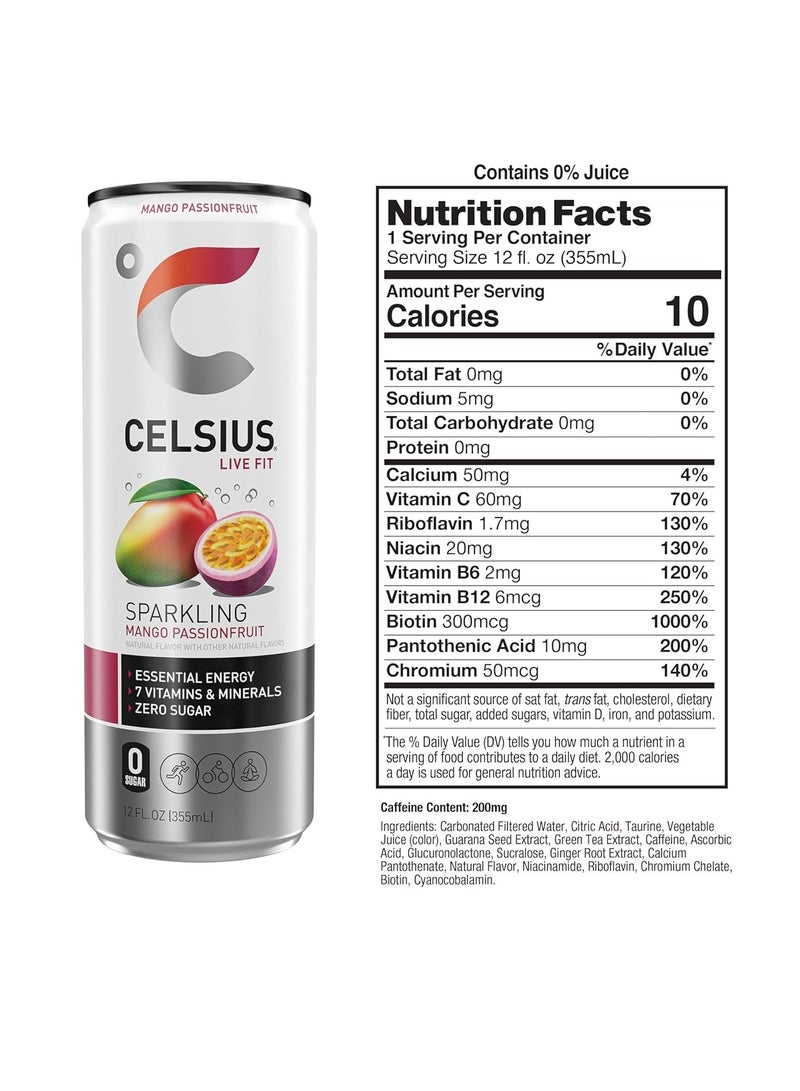 Celsius Fitness Drink 12oz 12/Case Mango Passion Fruit