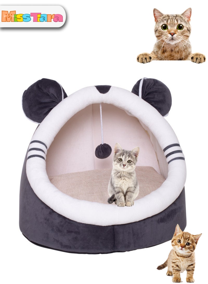 Cat Tent House with Hanging Ball Cat Tent for Small Cat with Removable Cushion for Small Medium Pets Sleeping Indoor Pet Cave Bed for Puppy Kitten Rabbit Grey