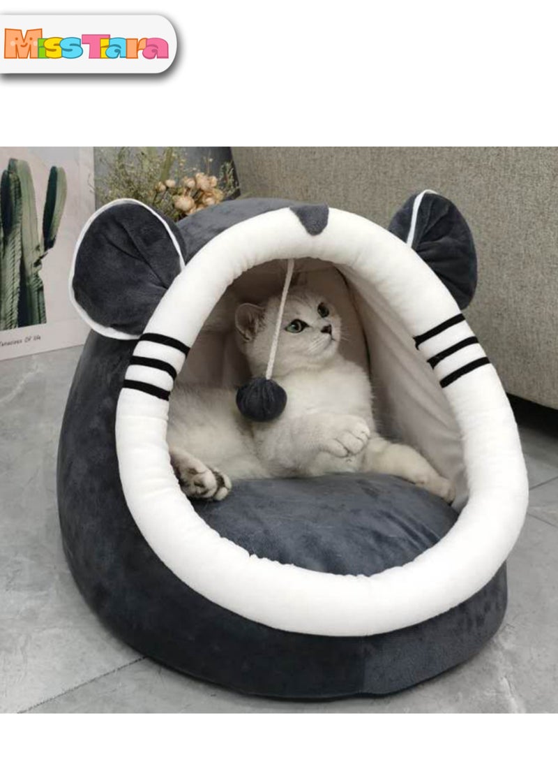 Cat Tent House with Hanging Ball Cat Tent for Small Cat with Removable Cushion for Small Medium Pets Sleeping Indoor Pet Cave Bed for Puppy Kitten Rabbit Grey