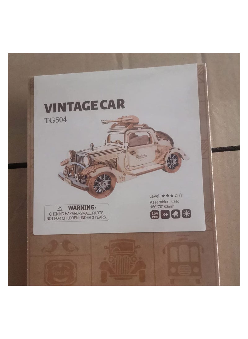 Model Car Kit, 3D Wooden Puzzles for Adults, DIY Building Toys Model Kit Collectibles, Gift Choice on Birthday - Vintage Car (164PCS)