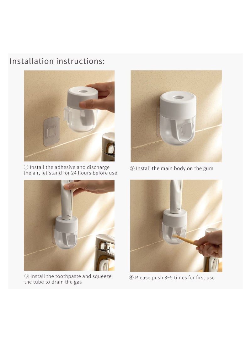 SYOSI Toothpaste Dispenser, Wall Mounted Bathroom Automatic Toothpaste Squeezer, Visualization of Toothpaste Flow Rate (White and Transparent)