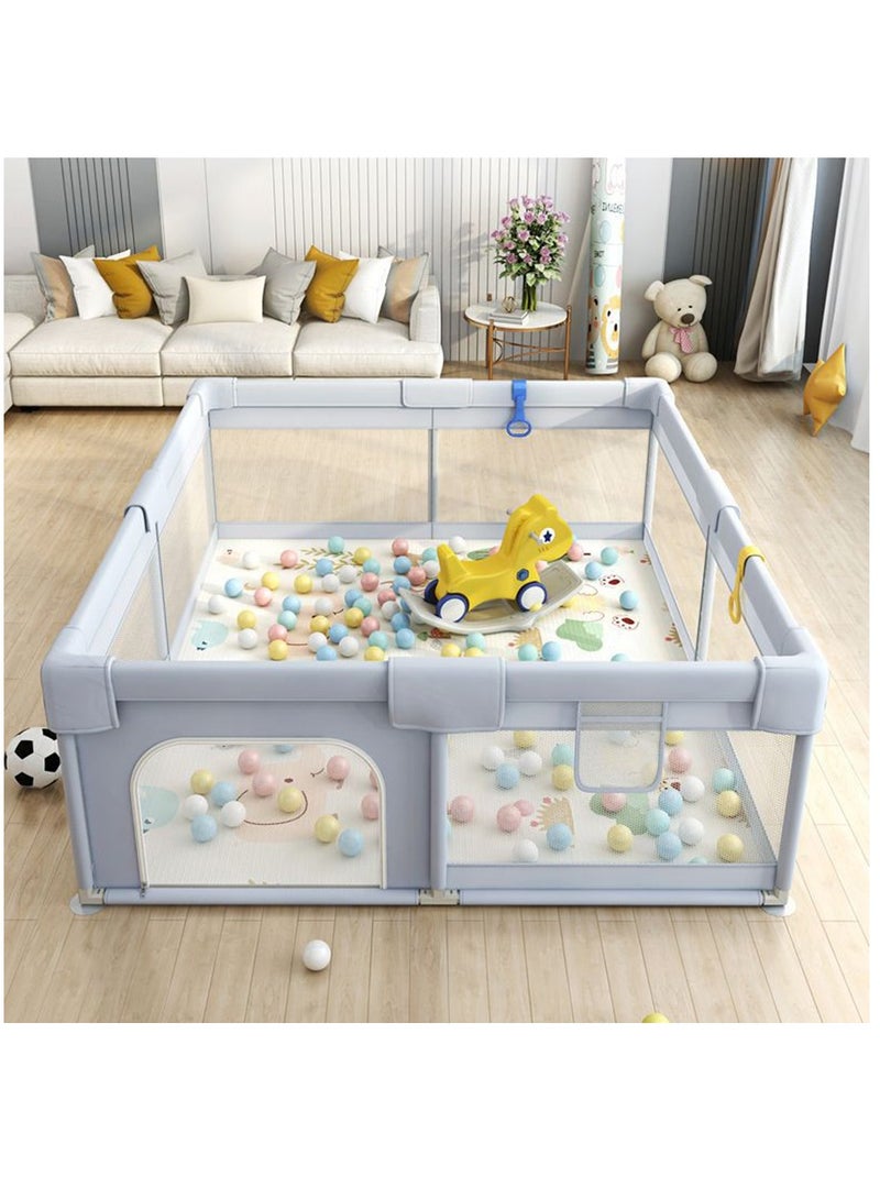 Playpen with Mat for Babies and Toddlers, Baby Play Yards No Gaps, Playpen with Gate, Indoor & Outdoor Kids Activity Center, Safety Baby Fence Play Area for Apartment