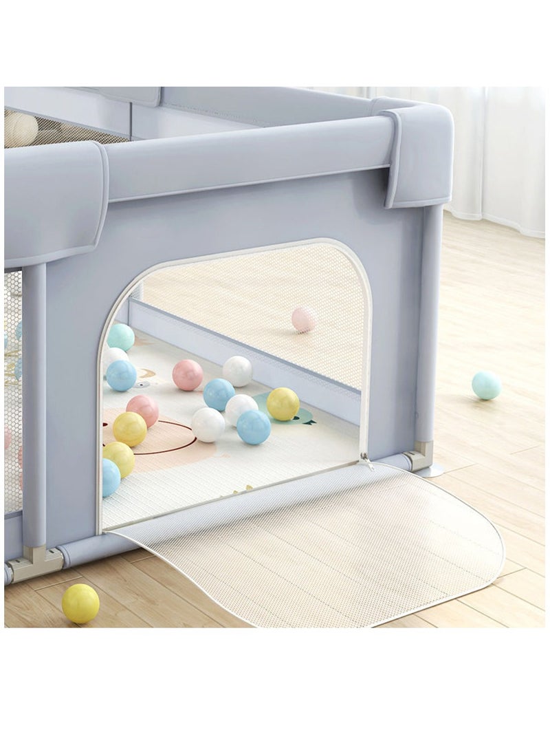 Playpen with Mat for Babies and Toddlers, Baby Play Yards No Gaps, Playpen with Gate, Indoor & Outdoor Kids Activity Center, Safety Baby Fence Play Area for Apartment