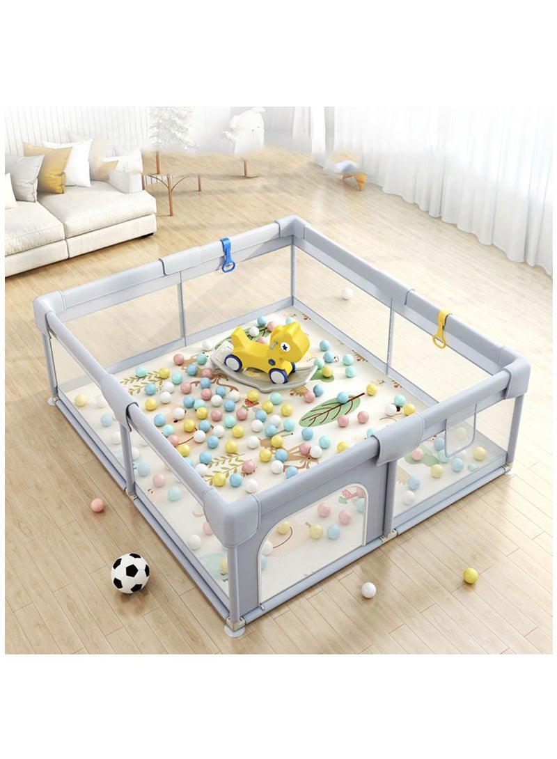 Playpen with Mat for Babies and Toddlers, Baby Play Yards No Gaps, Playpen with Gate, Indoor & Outdoor Kids Activity Center, Safety Baby Fence Play Area for Apartment