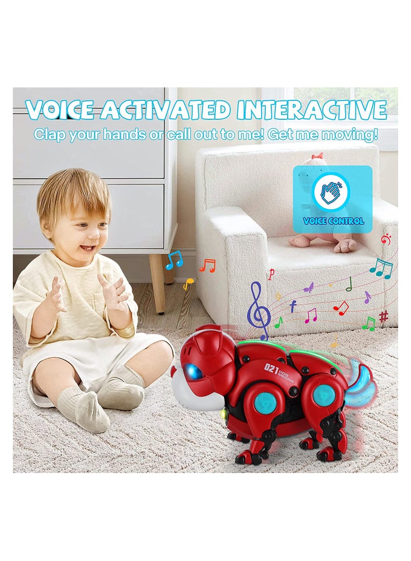 SYOSI Baby Crawling Toys, Baby Musical Toys for Toddlers, Walking Robot Dog Toy, Educational Interactive Light-up Gifts Toys, for 3 4 5Year Old Boys Girls Kids