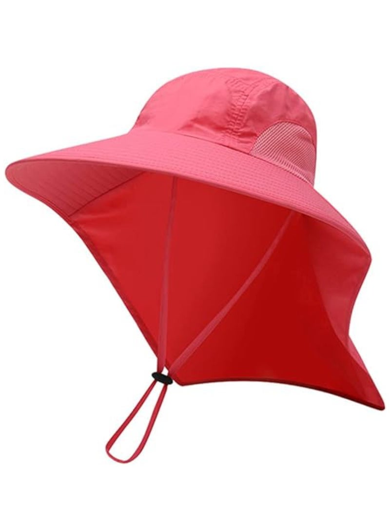 Sun Hat for Men/Women, Waterproof Wide Brim Bucket Hat UV Protection Boonie Hat for Fishing Hiking Garden Beach DARK PINK