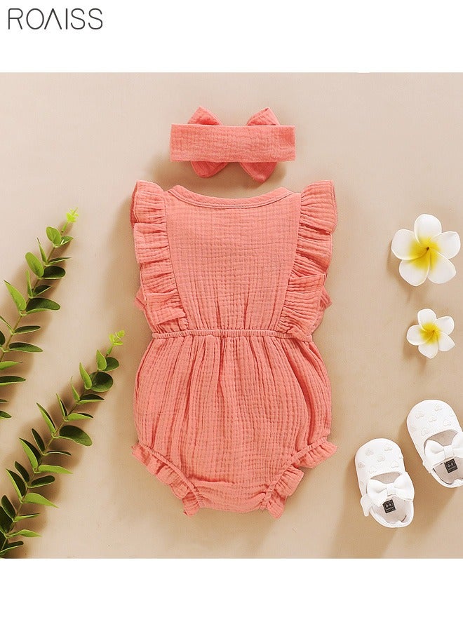 2 Piece Newborn Ear Edging Jumpsuit Cotton on Opening and Closing Design Crotch Snap Design Facilitates Diaper Replacement