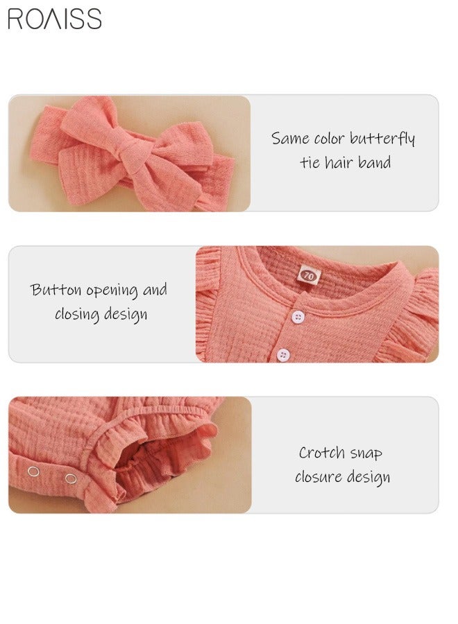 2 Piece Newborn Ear Edging Jumpsuit Cotton on Opening and Closing Design Crotch Snap Design Facilitates Diaper Replacement