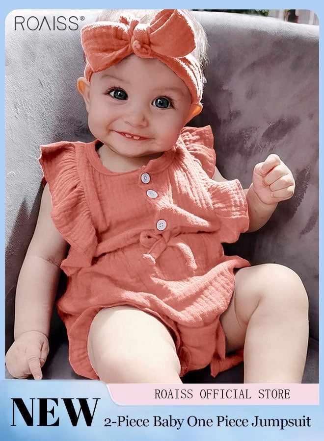 2 Piece Newborn Ear Edging Jumpsuit Cotton on Opening and Closing Design Crotch Snap Design Facilitates Diaper Replacement