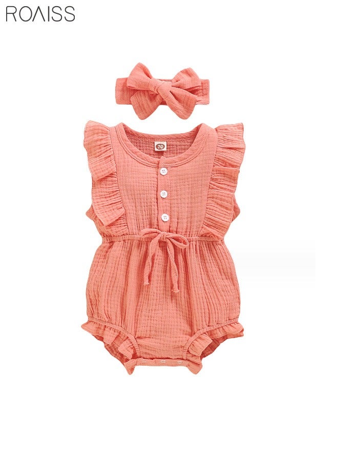2 Piece Newborn Ear Edging Jumpsuit Cotton on Opening and Closing Design Crotch Snap Design Facilitates Diaper Replacement
