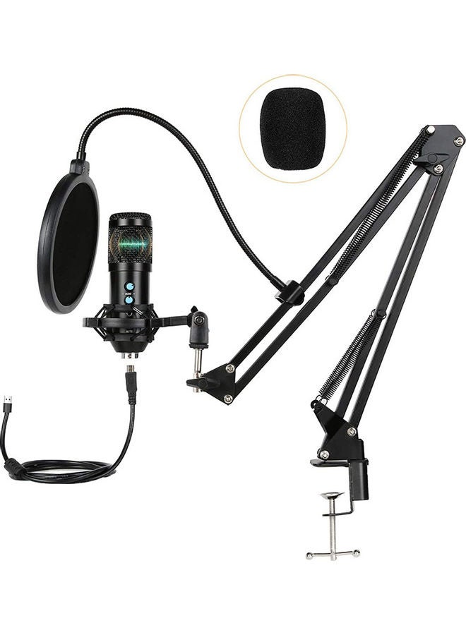 Professional USB Condenser Microphone Kit with Tripod Stand ANY0057 Black