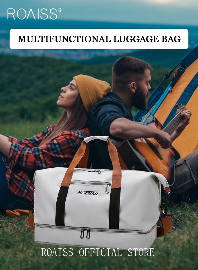 Multi Functional Large Capacity Carry on Luggage Bag Wet and Dry Separation Shoe Compartment Gym Bag Suitcase with Pull Rod Perfect for Teens Lightweight Waterproof Casual Short Business Trips Bag
