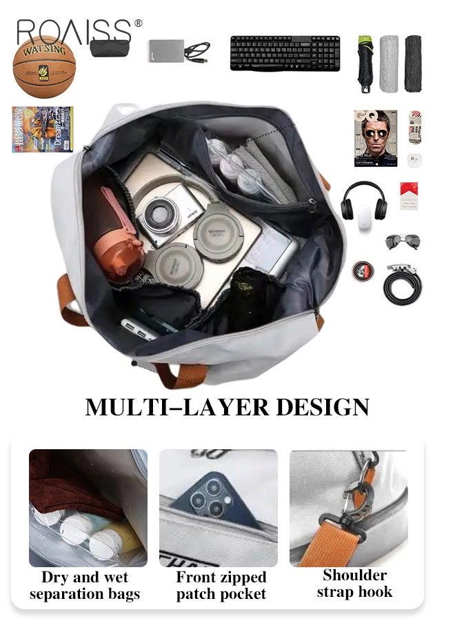 Multi Functional Large Capacity Carry on Luggage Bag Wet and Dry Separation Shoe Compartment Gym Bag Suitcase with Pull Rod Perfect for Teens Lightweight Waterproof Casual Short Business Trips Bag