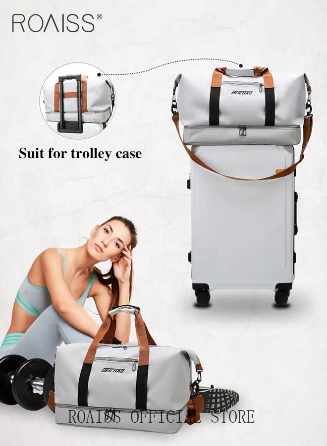 Multi Functional Large Capacity Carry on Luggage Bag Wet and Dry Separation Shoe Compartment Gym Bag Suitcase with Pull Rod Perfect for Teens Lightweight Waterproof Casual Short Business Trips Bag
