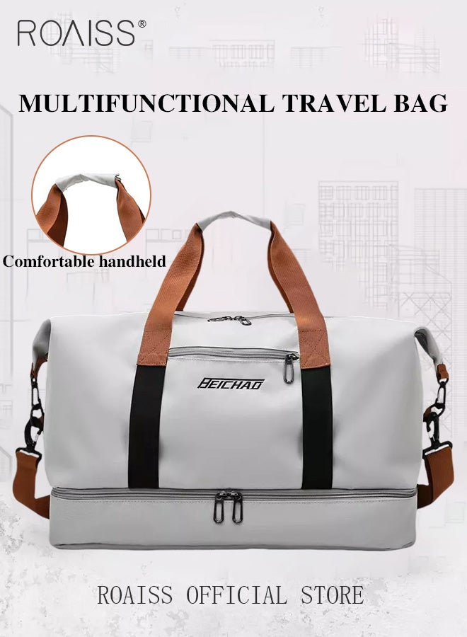 Multi Functional Large Capacity Carry on Luggage Bag Wet and Dry Separation Shoe Compartment Gym Bag Suitcase with Pull Rod Perfect for Teens Lightweight Waterproof Casual Short Business Trips Bag