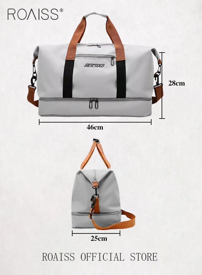 Multi Functional Large Capacity Carry on Luggage Bag Wet and Dry Separation Shoe Compartment Gym Bag Suitcase with Pull Rod Perfect for Teens Lightweight Waterproof Casual Short Business Trips Bag