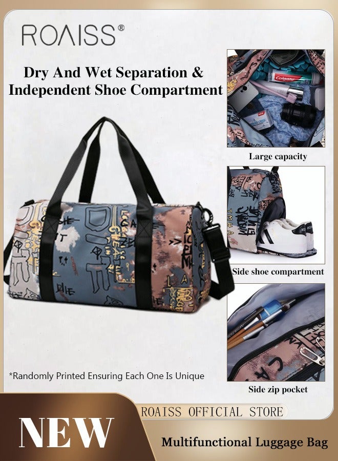 Large Capacity Carry on Luggage Bag for Women and Men Multi Functional Duffel Bag Unisex Wet and Dry Separation Shoe Compartment Gym Bag Suitcase with Perfect for Short Business Trips and Travel