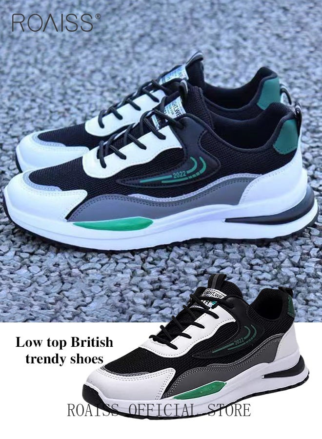 Men Athletic Shoes Flyknit Mesh Men Sports Shoes Lightweight Breathable and Comfortable Running Shoes Colorblock Sneakers