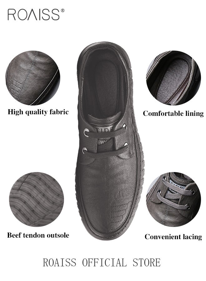 Men Business Casual Shoes Genuine Leather Shoes with Crocodile Pattern Slip Resistant Soft Sole Lace Up Design